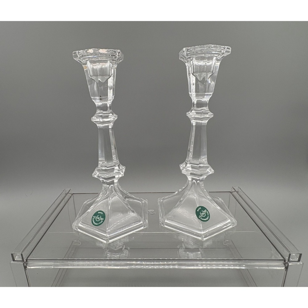 Lenox Crystal Candlesticks Holders 8" Pair Home Decor Made In USA